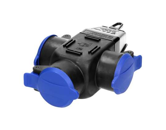 Влагозащищённый и ударопрочный разветвитель. IP44. 3 розетки 2P Z. 16A. 230V AC. версия шука