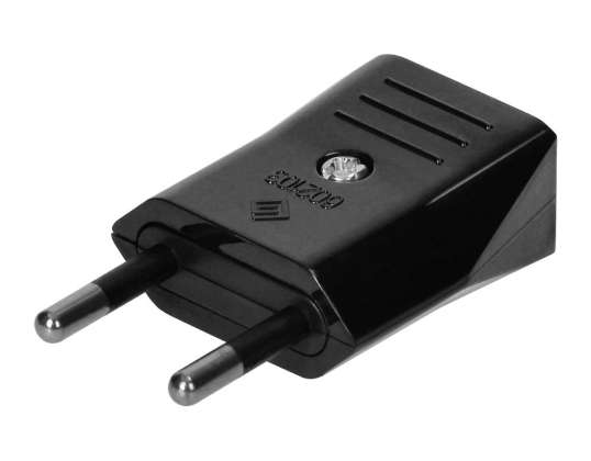 Чорна плоска вилка без заземлення. 2,5A. 250V