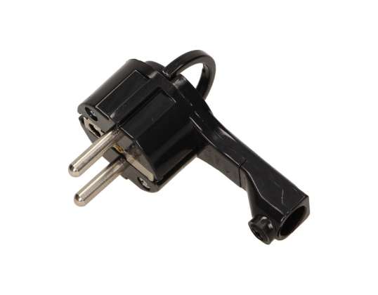 Flachstecker. Uni Schuko mit zerlegbarem Haltegriff. schwarz