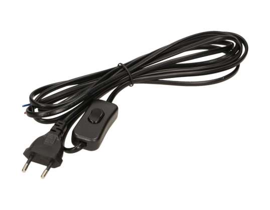 Napajalni kabel z on/off stikalom in ravno vtičem. dolžina kabla 3m. črn