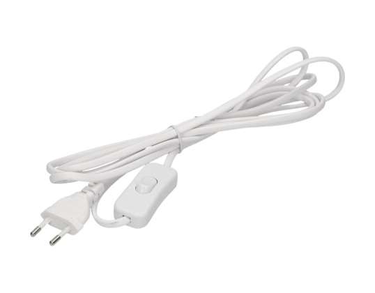 Power cord with on/off switch and flat plug. 3m cable white