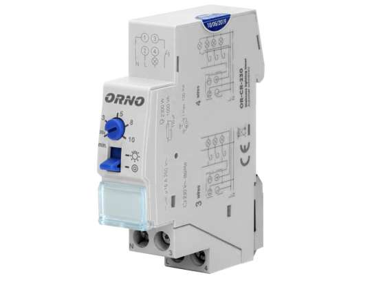 Staircase switch. Installation 3 or 4 wire. 1 module. DIN TH 35mm
