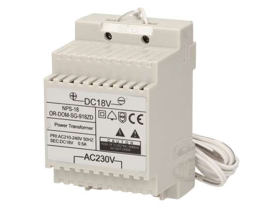 DIN-rail voeding 18VDC/0.5A voor intercoms uit de SAGITTA-serie