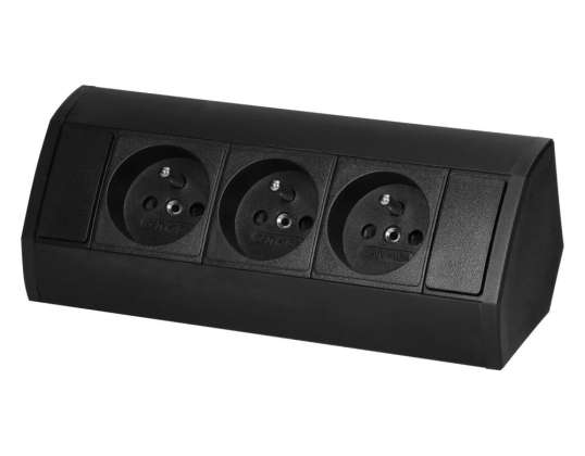 Möbelsteckdose 3x2P Z. schwarz OR GM 9001/B