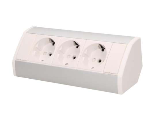 Socket 3x2P Z. schuko. white silver