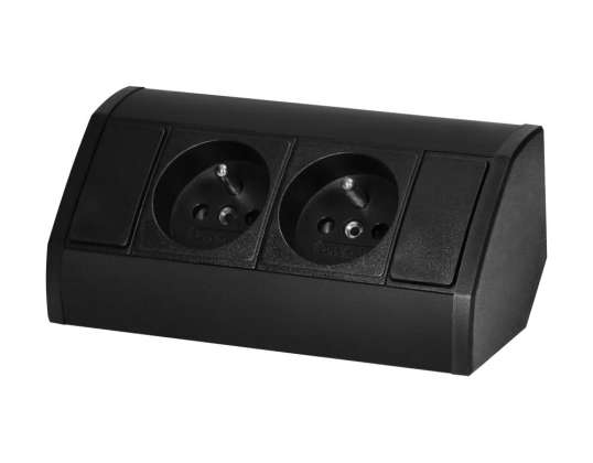 Möbelsteckdose 2x2P Z. schwarz  OR GM 9005/B