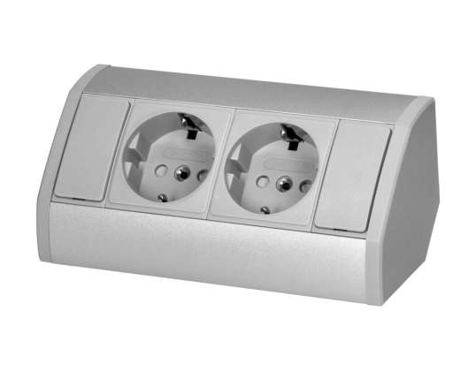 Möbeldose 2x2P Z Schuko . grau-silbern