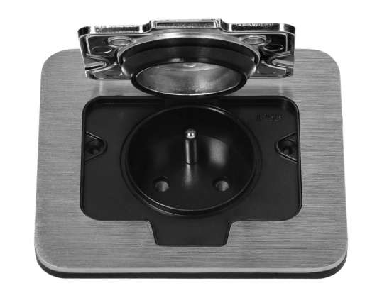 Hermetična kvadratna električna vtičnica. IP55. brušeno aluminij