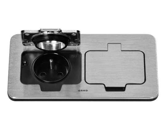 Hermetikus dupla elektromos aljzat. téglalap alakú. IP55. ezüst