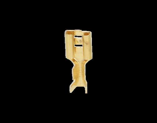Nicht isolierter Stecker. Maximale Querschnitt 1mm? Breite: 6,3mm. Blister 10 Stück.