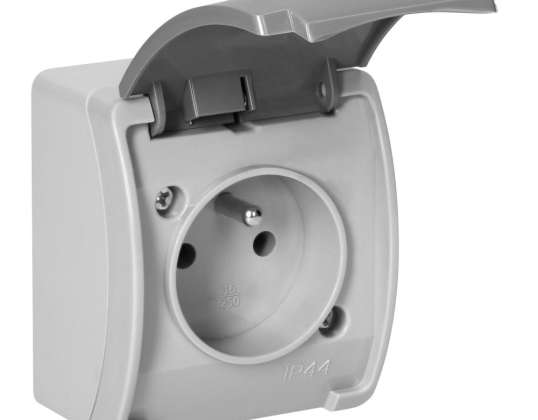 Prise simple 2P Z AQUATIC. IP44. gris graphite