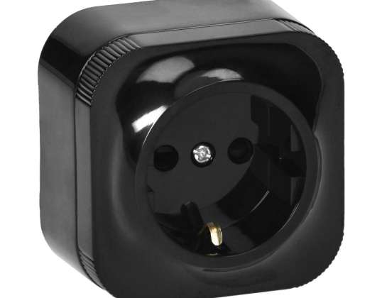 Toma individual ToDo 2P Z Schuko IP20, negra