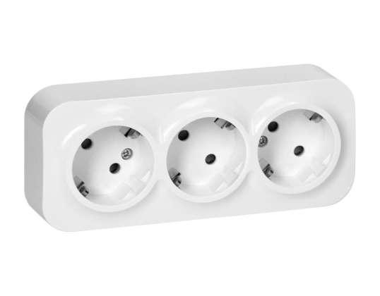 Dreifachsteckdose ToDo 2P mit Schuko IP20. 16A. 230V Wechselstrom. weiß