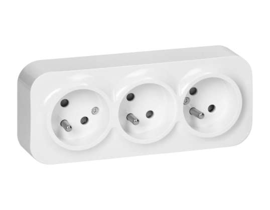 Trijų lizdų kištukas ToDo 2P Z IP20. 16A. 230V AC. baltas