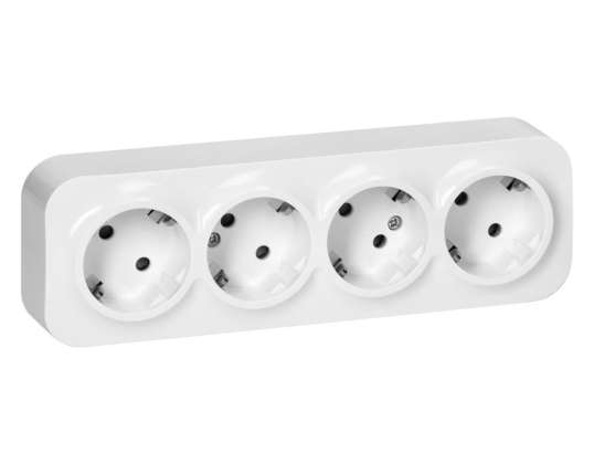 ToDo 2P Quad-Steckdose mit Schuko IP20. 16A. 230V Wechselstrom. weiß. 8 Stück