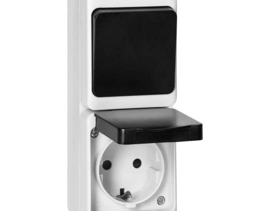 Interrupteur unipolaire  Prise 2P Z Schuko AQUATIC MINI IP 54 noir et blanc