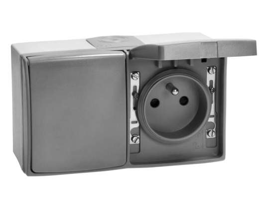 Toma doble 2X2P Z  AQUATIC PRO IP 55 gris grafito