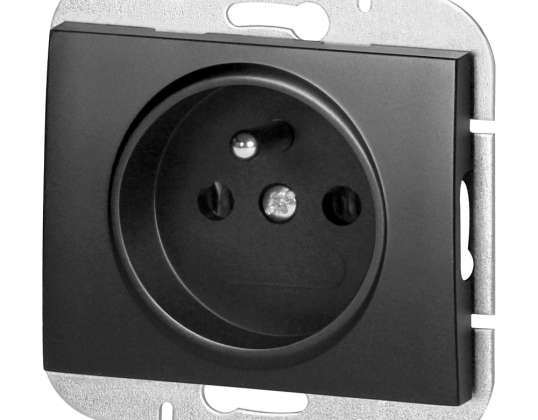 Enkele wandcontactdoos p/t 2P Z Onyx. 16A. 250V. PT 16O. zwart