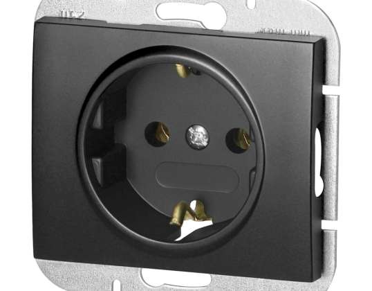 Einzelsteckdose p/t 2P Z Schuko Onyx. 16A. 250V. PT 17O. schwarz