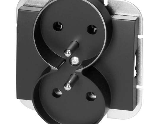 Двойная розетка p/t 2x2P Z Onyx. 16A. 250V. PT 6OR. черная