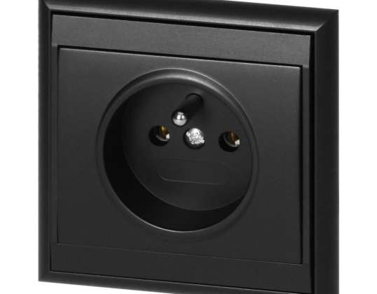 Einzelsteckdose p/t 2P Z Luna. 16A. 250V. PT 16L. schwarz