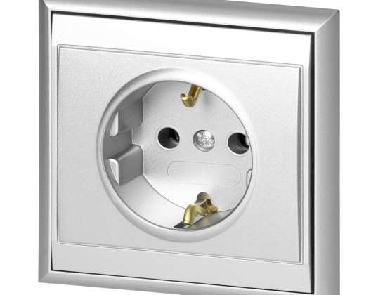 Einzelsteckdose p/t 2P Z. Schuko Luna. 16A. 250V. PT 17L. silber