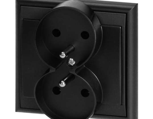 Double socket p/t 2x2P Z Luna. 16A. 250V. PT 6LR. black