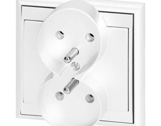 Dobbeltstikkontakt p/t 2x2P Z Luna. 16A. 250V. PT 6LR. hvit