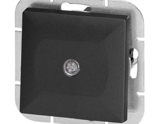 Enkelpolige p/t-connector met parelverlichting. 10A. 250V. WP 1P/S. zwart