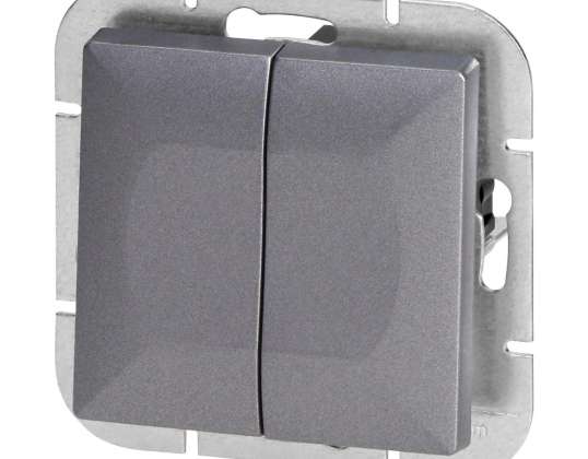 Bryter p/t lysestake Pearl. 10A. 250V. WP 2P. antrasitt