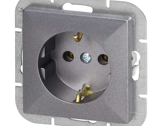 Einzelsteckdose p/t 2P Z Schuko Pearl. 16A. 250V. PT 17P. anthrazit