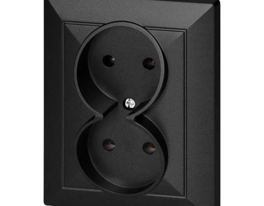Doppel-P/T-Steckdose 2x2P Pearl. 16A. 250V. PT 5 P. schwarz