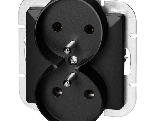 Подвійна розетка п/т 2x2P Z Pearl. 16A. 250V. PT 6 PR. чорний