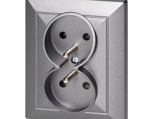 Çift priz p/t 2x2P Z Pearl. 16A. 250V. PT 6 P. antrasit