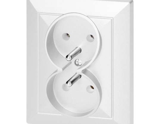 Подвійна розетка p/t 2x2P Z Pearl. 16A. 250V. PT 6 P. біла