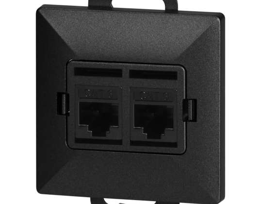 Tomada 2xRJ45 Cat5 Pearl. RJ45 5CAT/P2. preta