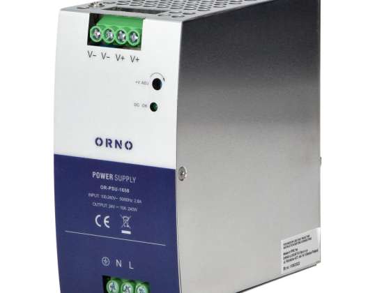 Industriell strömförsörjning. För DIN-skena. 24VDC. 10A. 240W. I metallhölje