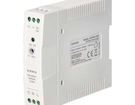 Alimentation industrielle. Pour rail DIN. 24VDC. 1A. 20W. Dans boîtier en plastique