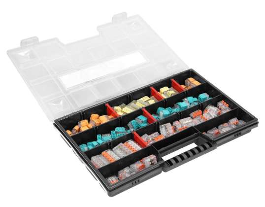 Installationsverbinder-Set HOUSE PREMIUM. 151 Stück. Steckverbindungen: 25x 2 Drähte, 25x 3 Drähte, 20x 4 Drähte, 15x 5 Drähte, 10x 6 Drähte, 8x 8 Drähte.