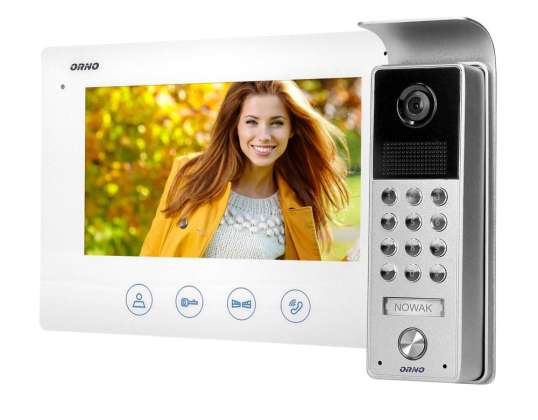 Conjunto de Videoportero Inalámbrico. color. LCD 7&quot;. con dispositivo de código. de montaje en superficie. blanco. CERES