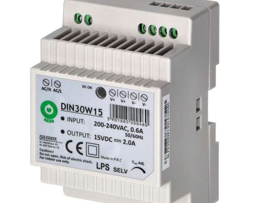 Fuente de alimentación para riel DIN. 15VDC. 2.0A