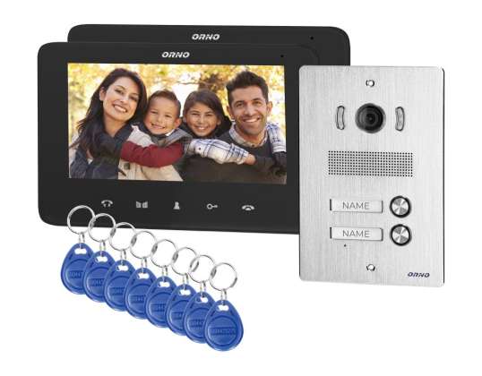 2-family video intercom set without a handset. Color. LCD 7&quot;. With proximity key reader.