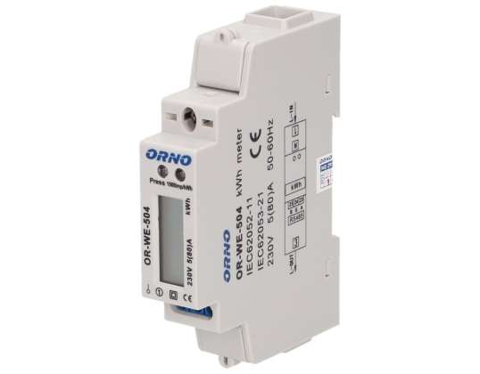 1-fasig mätare för elförbrukning. 80A. port RS 485. 1 modul. DIN TH 35mm