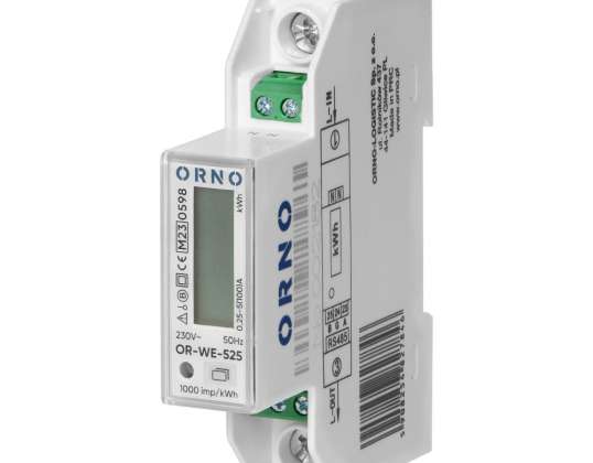 1-phasiger elektrischer Zähler. 100A. RS 485 Schnittstelle. MID. 1 Modul. DIN TH 35mm. PV