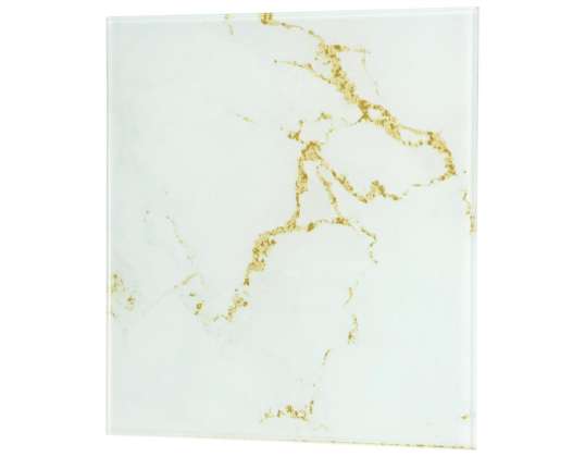 Glaspanel. Universell. Farbe Granit Weiß/Gold Hochglanz