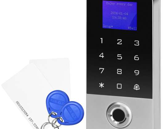Fechadura digital touch com leitor de cartões e chaves de proximidade RFID e leitor de impressões digitais. Wi-Fi. IP68. 1 relé 3A. Alimentado pela Tuya