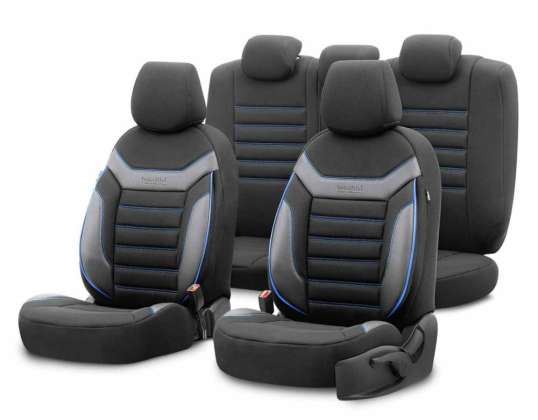 Sitzbezüge-Set für Otom Individual 203 schwarz/blau 3 Reißverschluss-Autositze