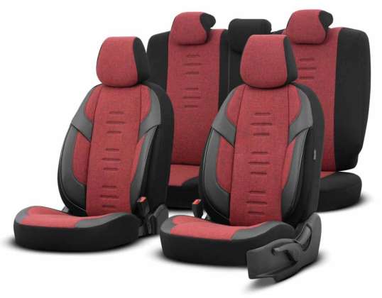 Set de housses de siège auto otom throne 103 rouge 3 zip