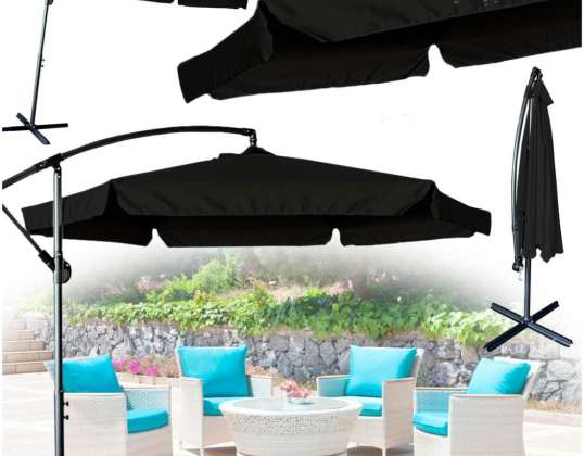 Großer klappbarer Sonnenschirm mit Arm 290cm schwarz
