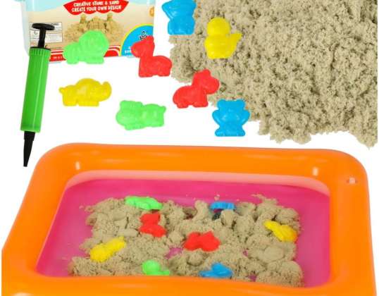 Kinetisk sand i en bøtte 1 kg beige former